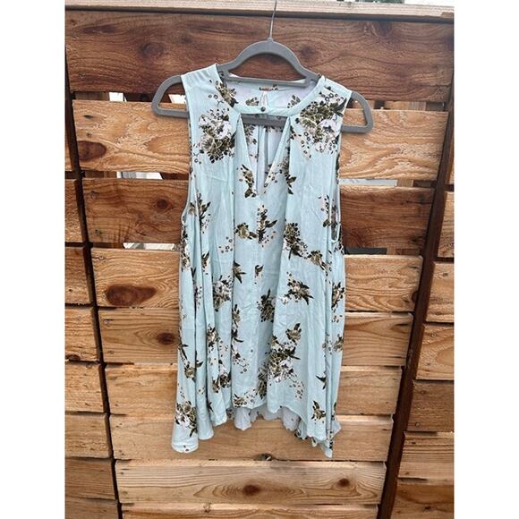 Free People‎ Tree Swing Floral Tunic Short Dress in Mint Size Small Sz S - Picture 2 of 6